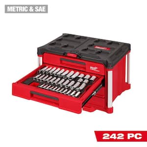 Milwaukee Hand Tool Set with PACKOUT 4 Drawer Tool Box (64-Piece
