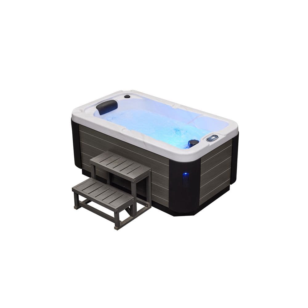 Solo-1-Person 17 Jet, 240-Volt Lounger Hot Tub in Cloud Gray
