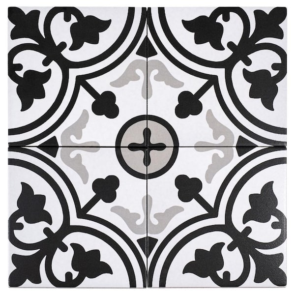 Bliss Gothic White/Gray/Black 8 in. x 8 in. Porcelain Matte European Floor and Wall Tile (10.76 sq. ft./Case)