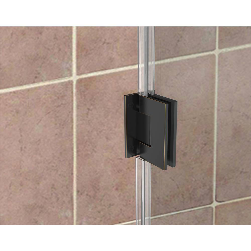 Belmore 66 x 72 Frameless Clear Glass Hinged Shower Door in Oil Rubbed Bronze