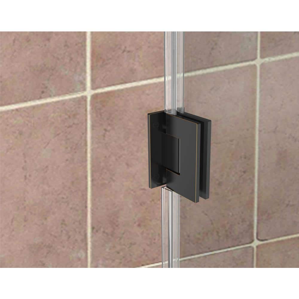 Bromley GS Frameless Clear Glass Corner Shower Enclosure with Bronze Hardware