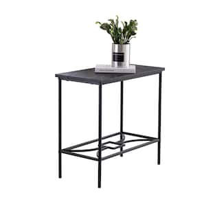 SignatureHome Black Finish Material Frame Metal Top Wood Murten Side Table - (Dimensions: 12"W x 24"L x 22" H)