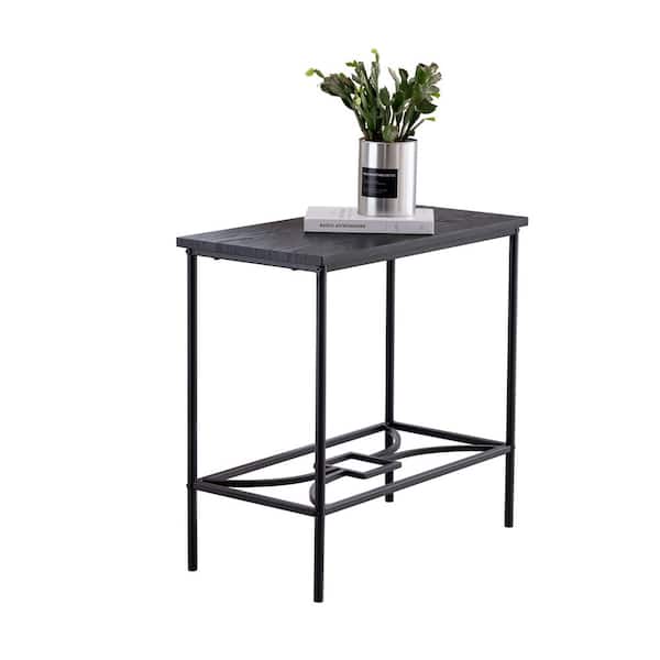 Signature Home SignatureHome Black Finish Material Frame Metal Top Wood Murten Side Table - (Dimensions: 12"W x 24"L x 22" H)