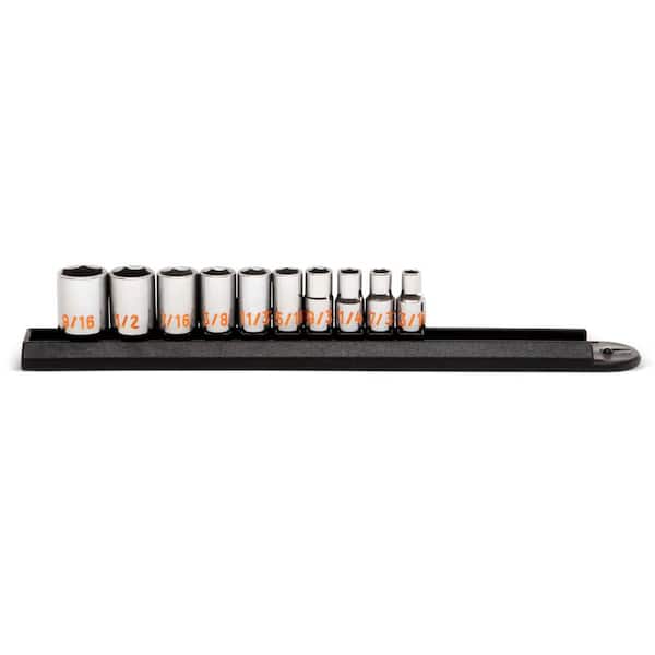 1/4 in. Drive 6-Point SAE Hi-Viz Socket Set (10-Piece)