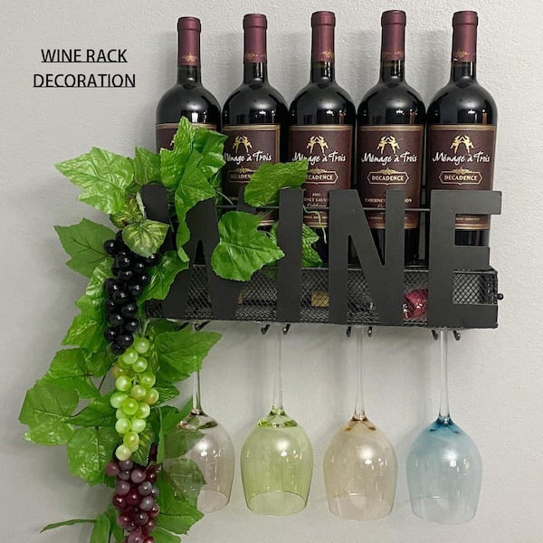 3.7 in. Artificial Green Hanging Vine Plant with Grapes 6-Pack