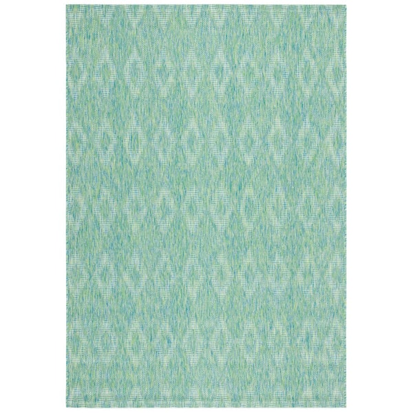 SAFAVIEH Courtyard Green 5 ft. x 8 ft. Solid Diamond Indoor/Outdoor Patio  Area Rug