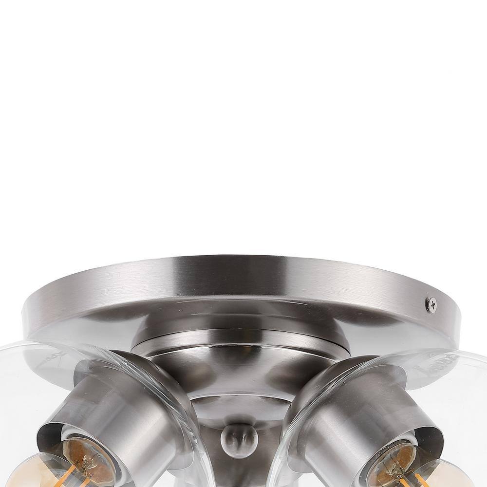 11.5" Clear Glass Nickel LED Flush Mount Ceiling Light