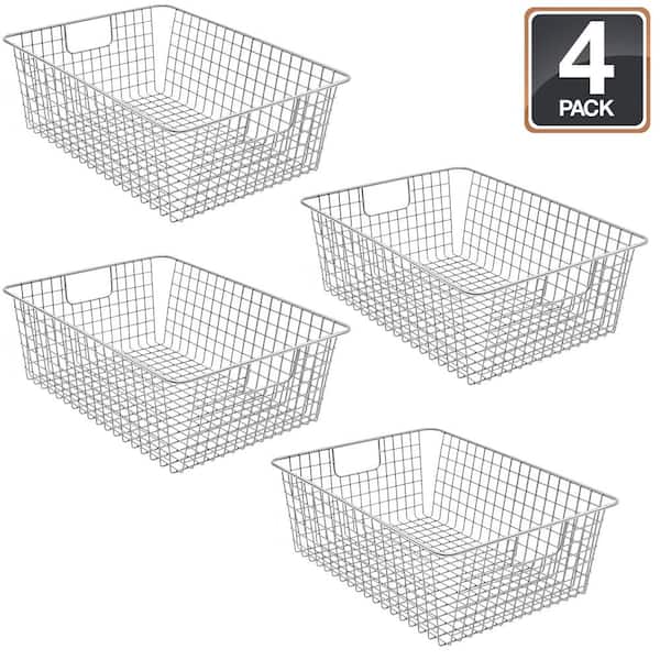 Sorbus 4 Pack White Metal Wire Baskets Storage Bin Organizer MTL-BSKT4-WH -  The Home Depot