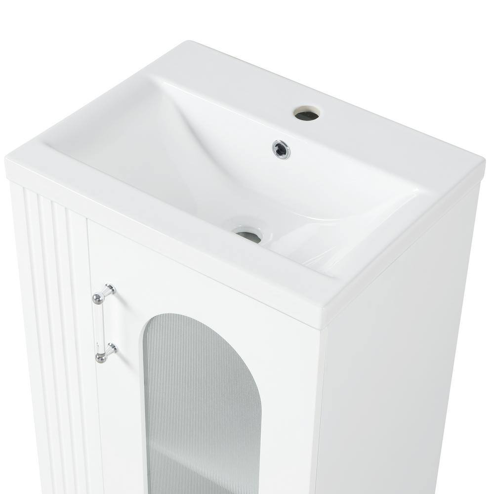 White MDF Freestanding Bathroom Vanity with Ceramic Sink