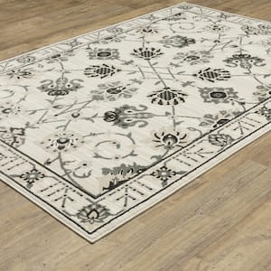 Rayder Ivory/Gray 2 ft. x 8 ft. Global Persian Floral Polypropylene/Polyester Indoor Runner Area Rug