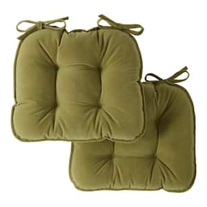 Omaha Olive Corduroy Reversible Chair Pad (Set of 2)