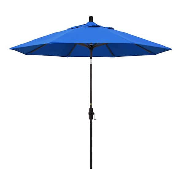 9 ft. Aluminum Collar Tilt Patio Umbrella in Pacific Blue Olefin