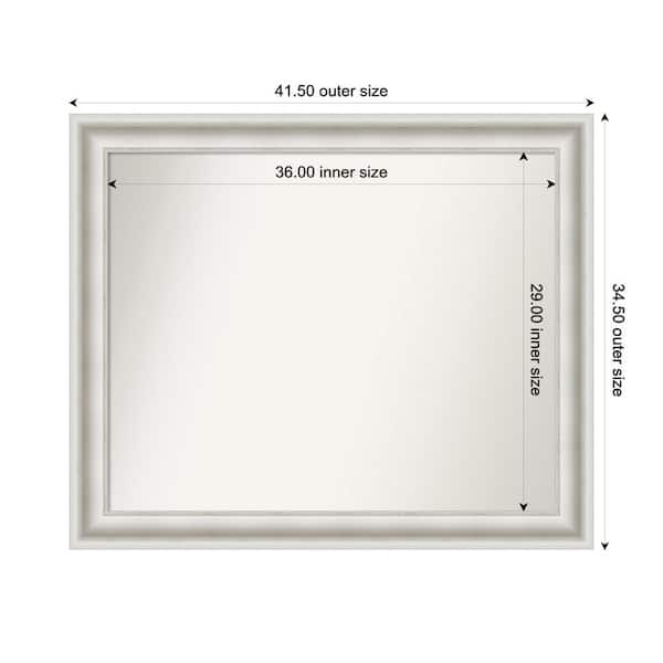 Amanti Art Parlor White 41.5 in. W x 34.5 in. H Custom Non-Beveled Recycled Polystyrene Framed Bathroom Vanity Wall Mirror