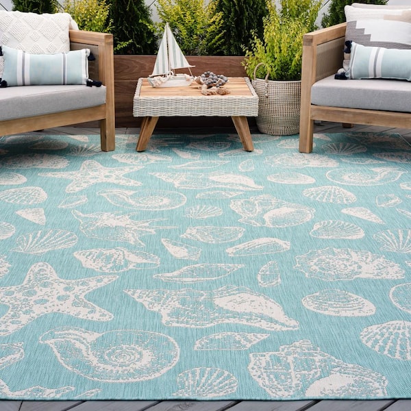 Eco Coastal Aqua 4 ft. x 6 ft. Indoor/Outdoor Area Rug