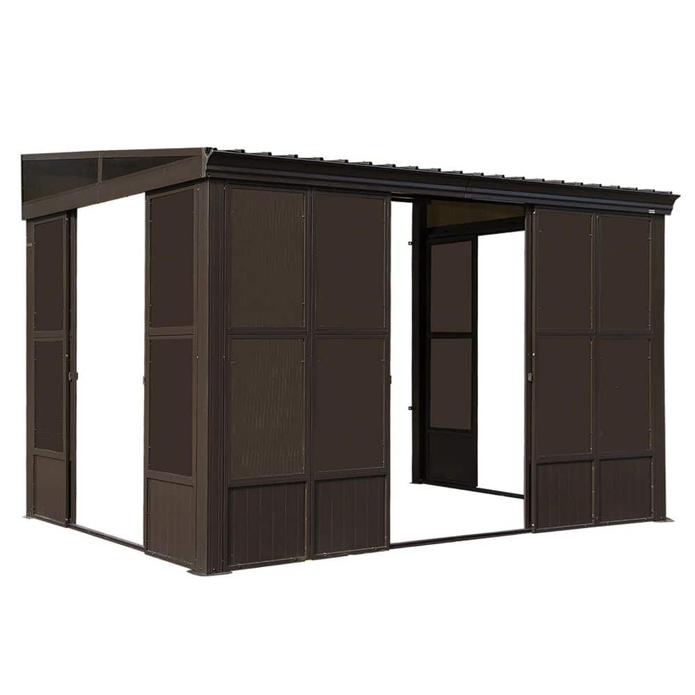Domi 8 ft. x 12 ft. Galvanized Steel Wall-Mounted Gazebo Solarium with Front Door price history on PriceWatchPro