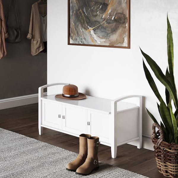 Simpli Home Warm Shaker 44 in. Wide Solid Wood Entryway Storage
