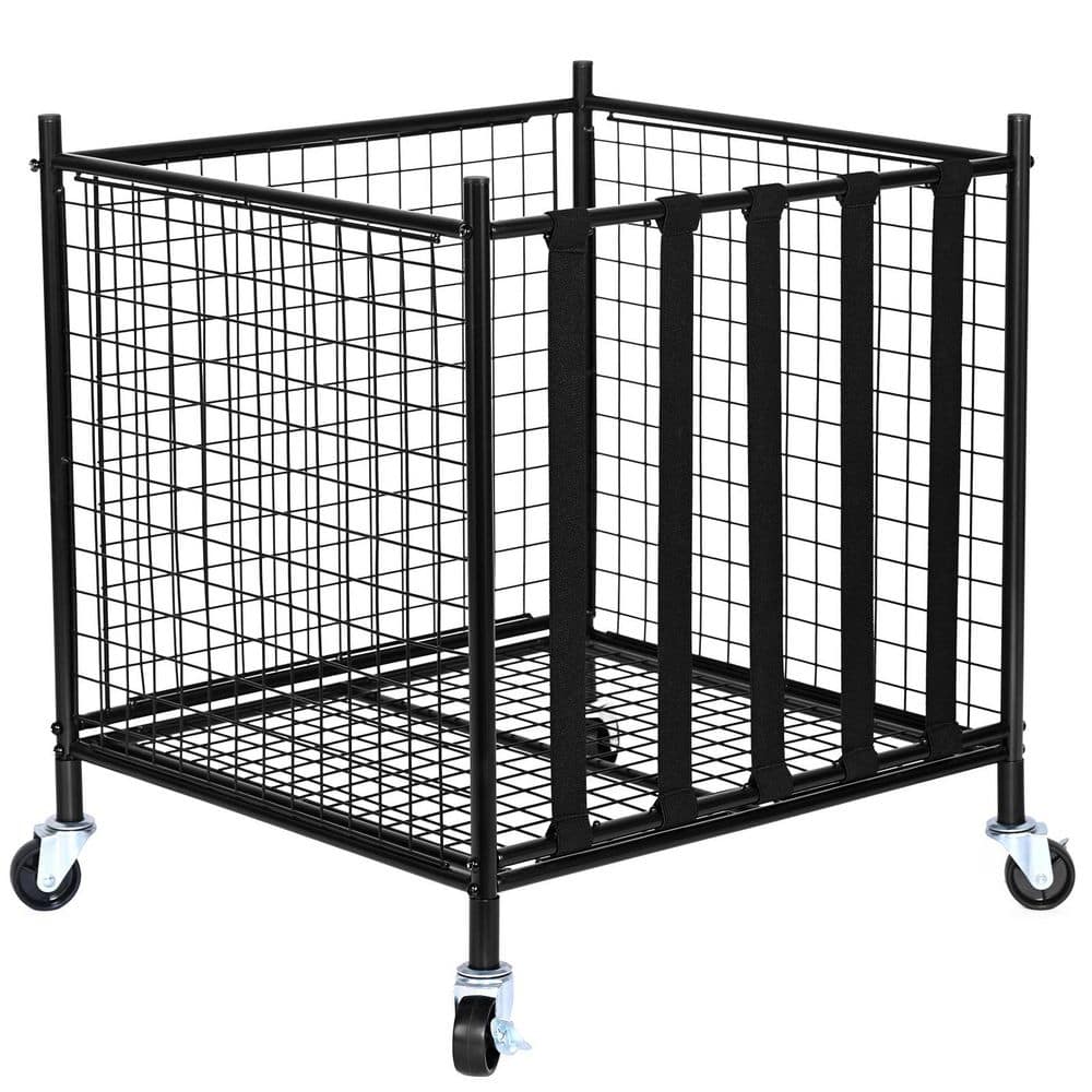 Rolling Sports Ball Storage Cart, 80 lbs. Sport Equipment Holder Organizer, Lockable Basketball Cage with Elastic Straps price history on PriceWatchPro