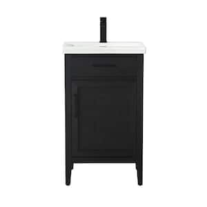 Cove 20 in. W Bath Vanity in Black Oak with Ceramic Vanity Top in White with White Sink