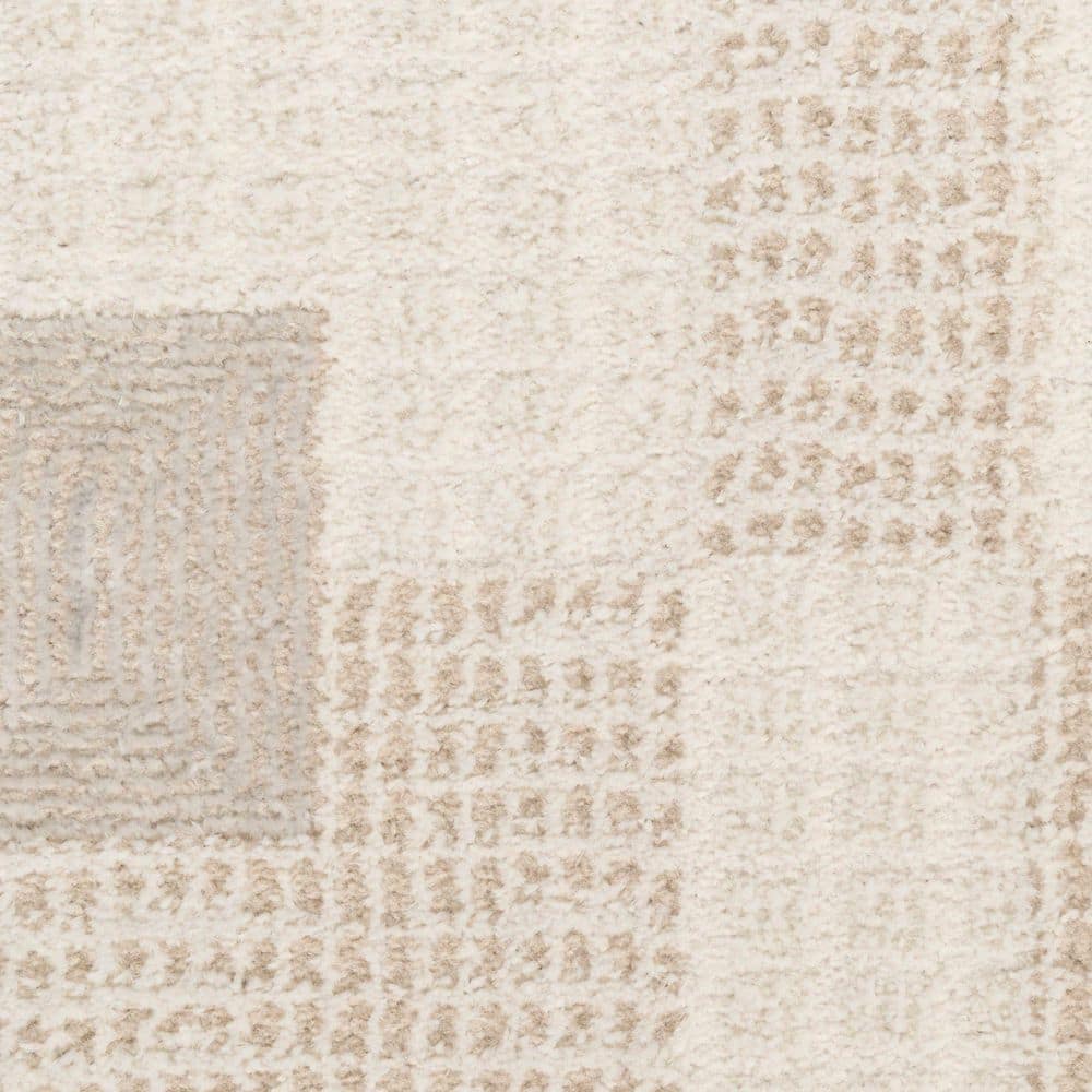 Nordic Beige Geometric Synthetic 5' x 7' Area Rug