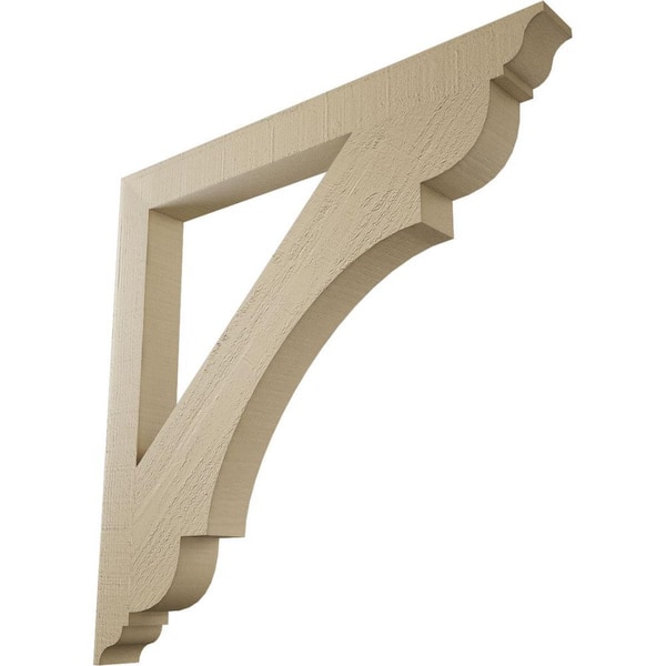 Ekena Millwork 3.5 in. x 36 in. x 36 in. Olympic Traditional Rough Cedar Woodgrain Timberthane Polyurethane Bracket, Primed Tan