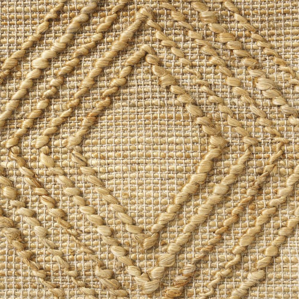 Tan Geometric Textured Hand-Woven Cotton Blend Throw Pillow