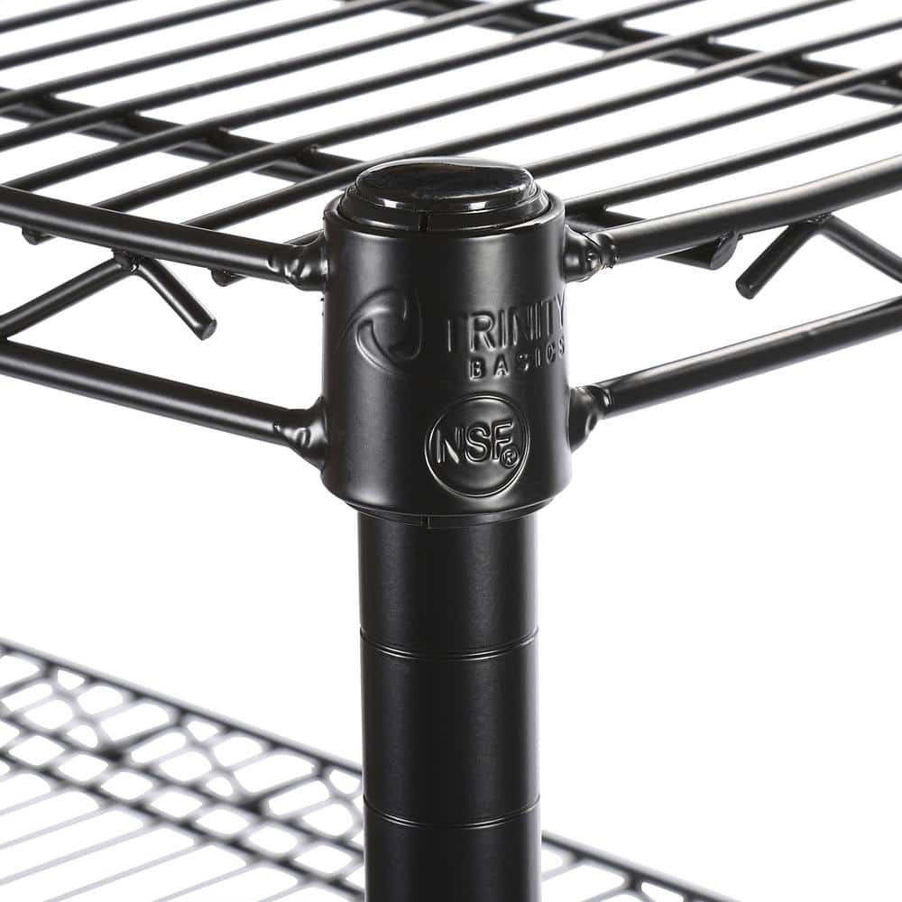 Black 6-Tier Steel Wire Shelving Unit with Wheels