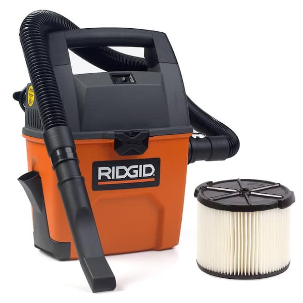 RIDGID 3 Gal 3.5 Peak HP Handheld Shop Vac Wet Dry Vacuum with RIDGID SWEEP Dust Pan, Filter, Locking Hose and Car Nozzle