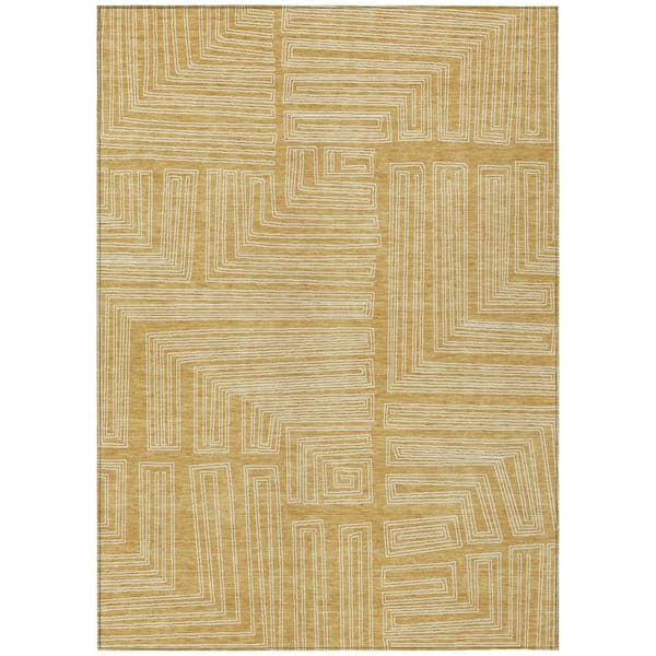 Chantille Machine Washable Indoor/Outdoor Abstract ACN1045 Gold 10 ft. x 14 ft. Area Rug