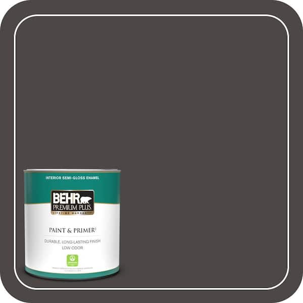 BEHR PREMIUM PLUS 1 qt. Home Decorators Collection #HDC-CL-14A Warm Onyx Semi-Gloss Enamel Low Odor Interior Paint & Primer