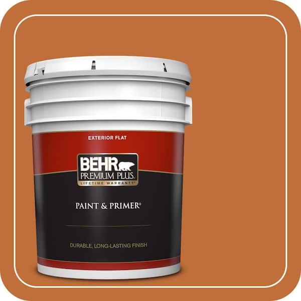 BEHR PREMIUM PLUS 5 gal. #S-H-260 Tiger Stripe Flat Exterior Paint & Primer