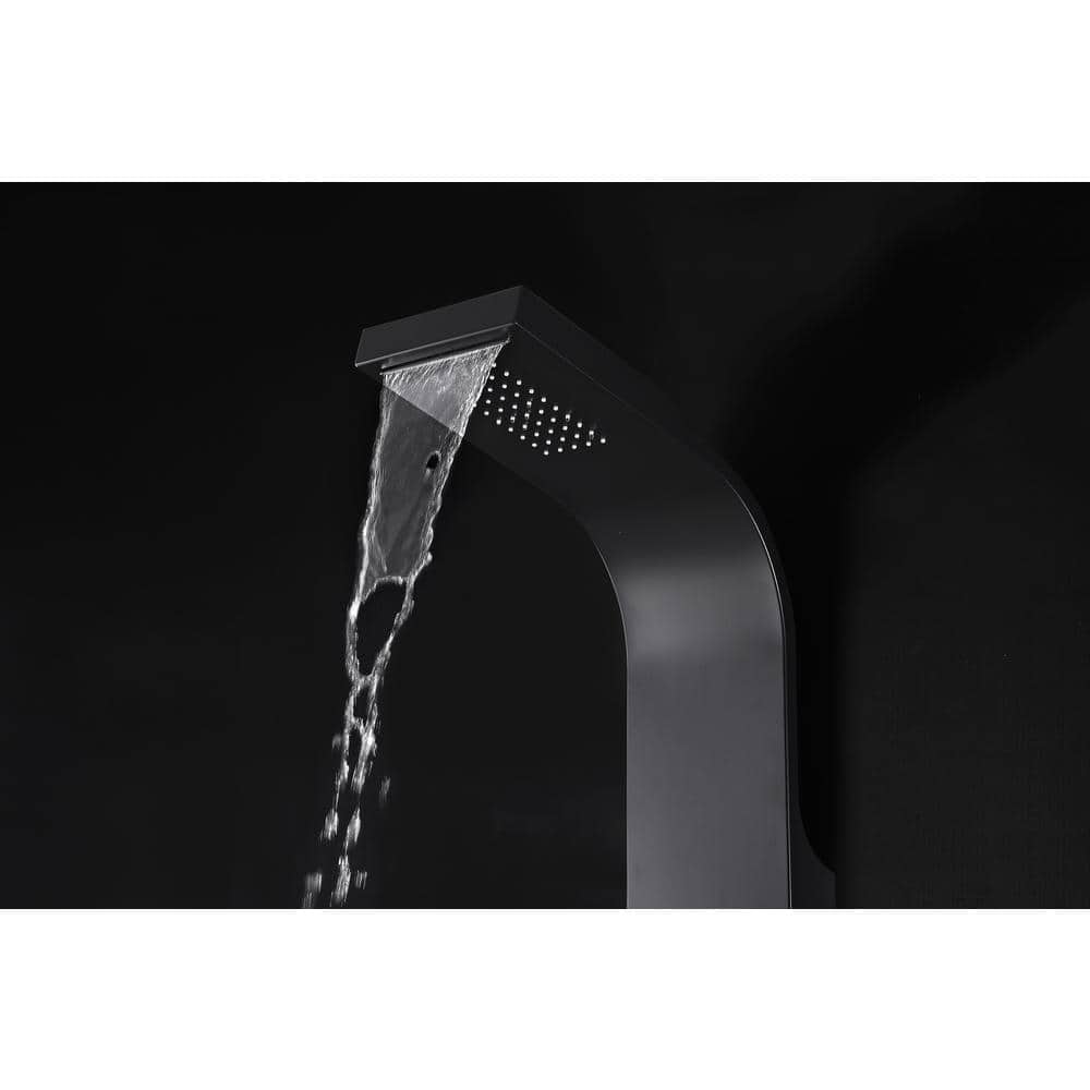 Black Aluminum 66'' Shower Panel with Rain Shower Head