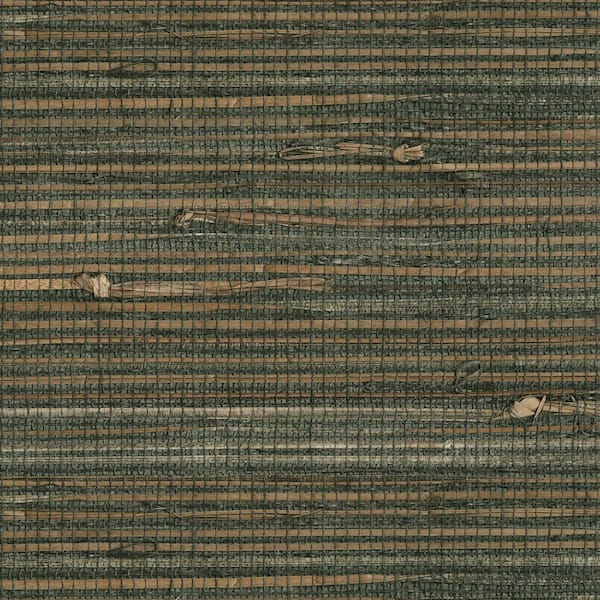 Kenneth James Reju Charcoal Grasscloth Charcoal Wallpaper Sample