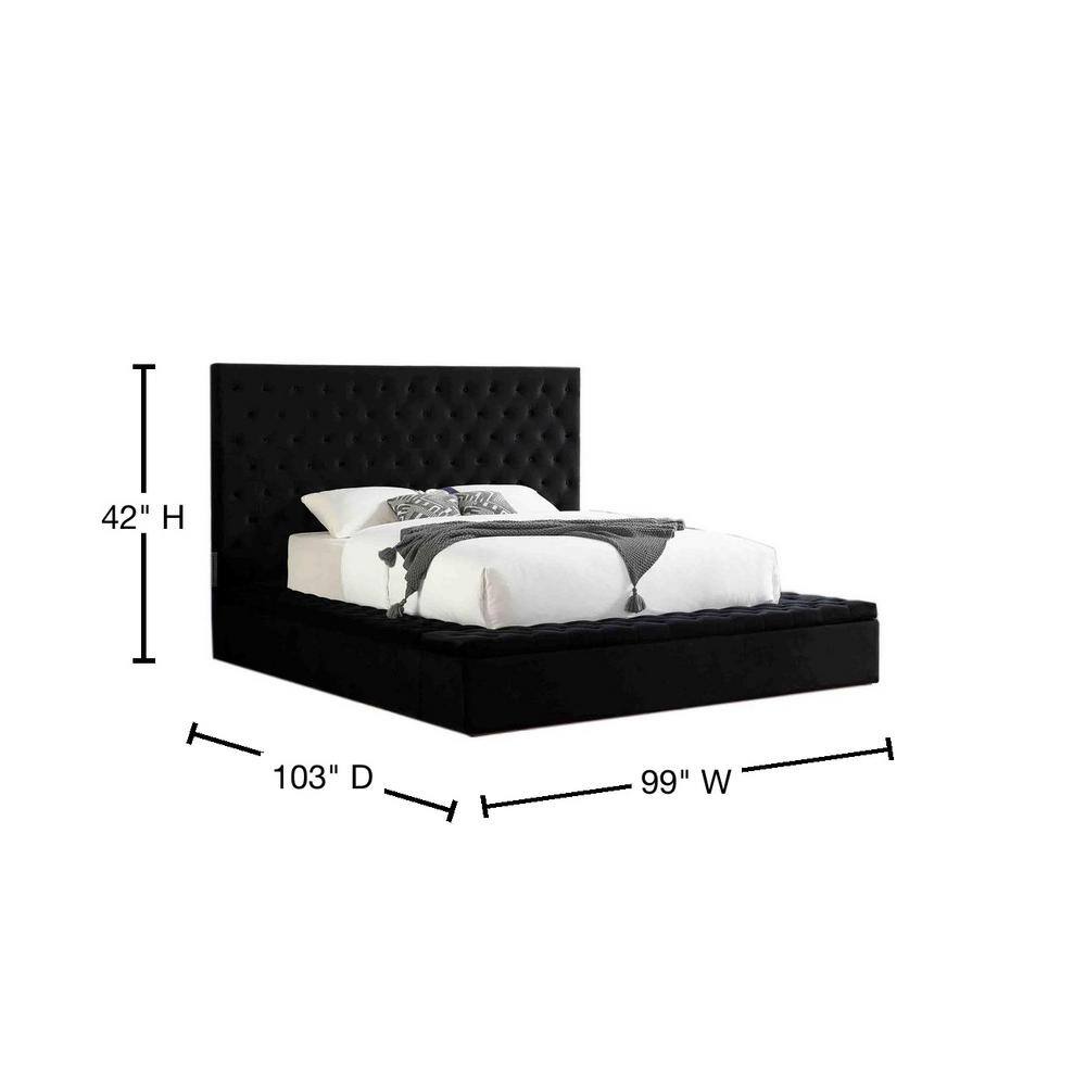 Luxurious King Velvet Tufted Upholstered Platform Bed with Storage