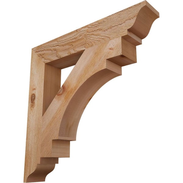 4 in. x 24 in. x 24 in. Western Red Cedar Merced Traditional Rough Sawn Bracket