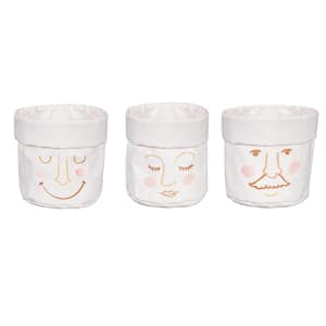 6 in. Round Funny Faces Fabric Planters Set of 3