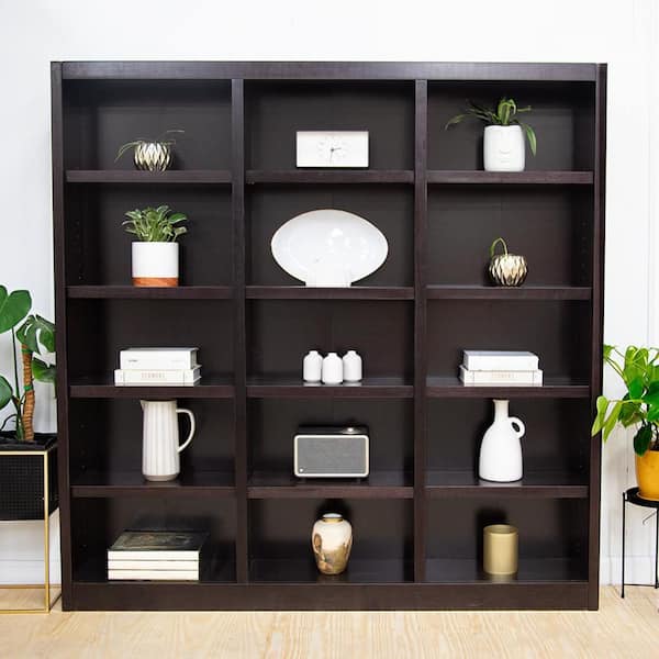 Concepts In Wood 72 in. Espresso Wood 15-shelf Standard Bookcase with Adjustable Shelves