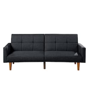 Black Polyfiber Square Tufted Adjustable Sofa Sleeper