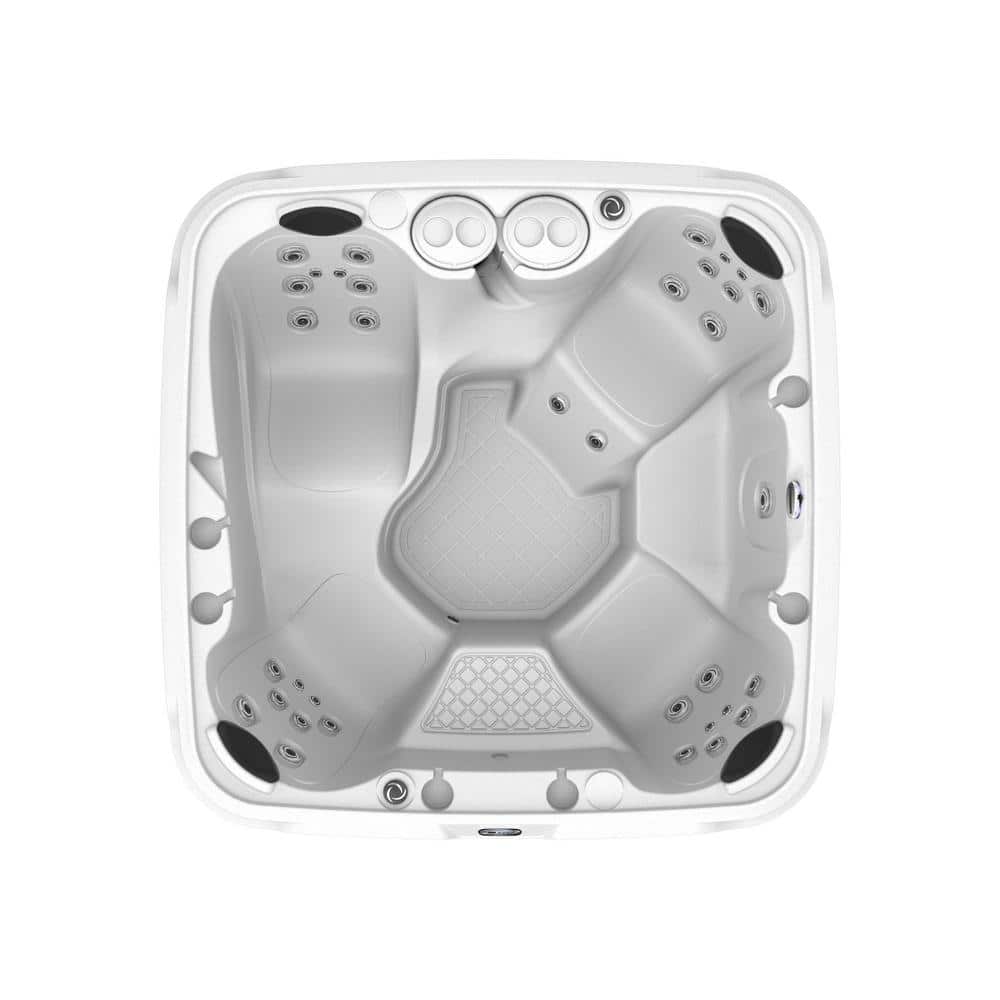 Whitestone and Black Onyx 6-Person Square Hot Tub with Jets
