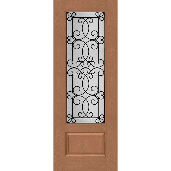 Steves & Sons Regency 36 in. x 96 in. Universal Handing 3/4Lite Georgian Decorative Glass AtmnWht Mahogany Fiberglass Front Door Slab
