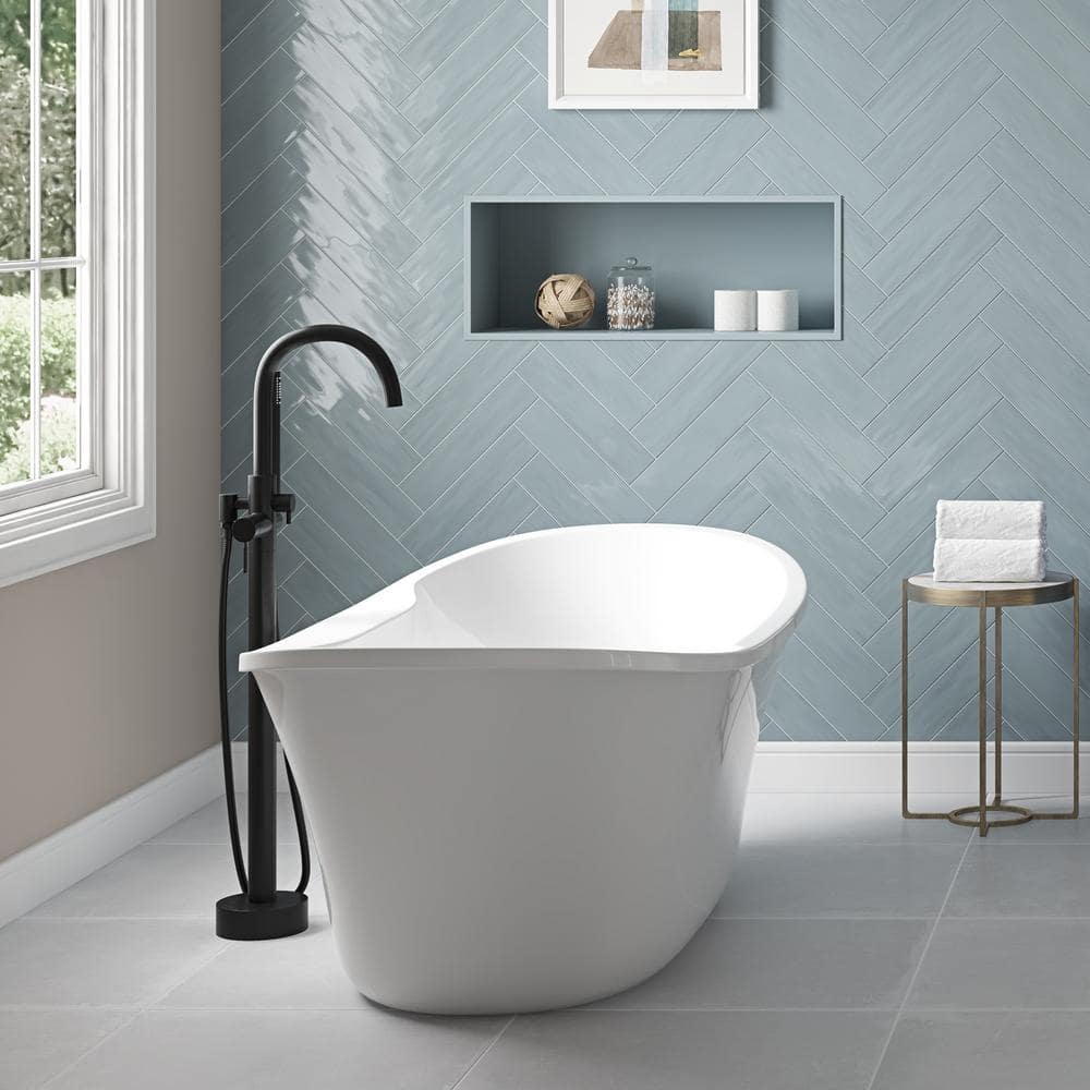 Athena Matte Black Freestanding Tub Faucet with Hand Shower