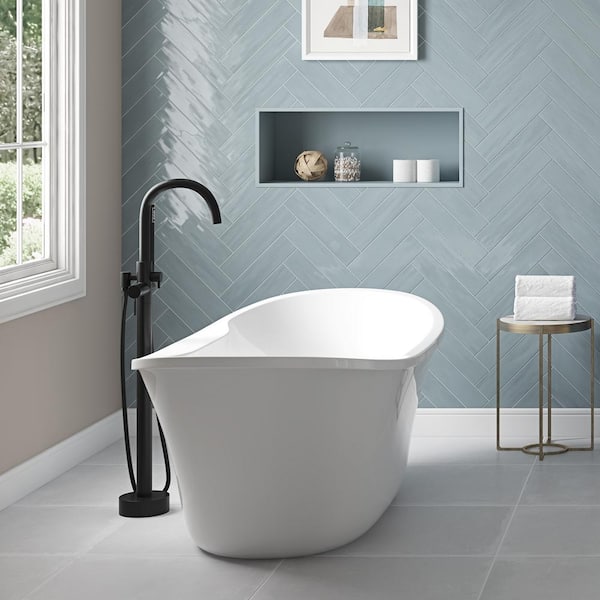 Athena Single-Handle Floor-Mount Roman Tub Faucet with Hand Shower in Matte Black