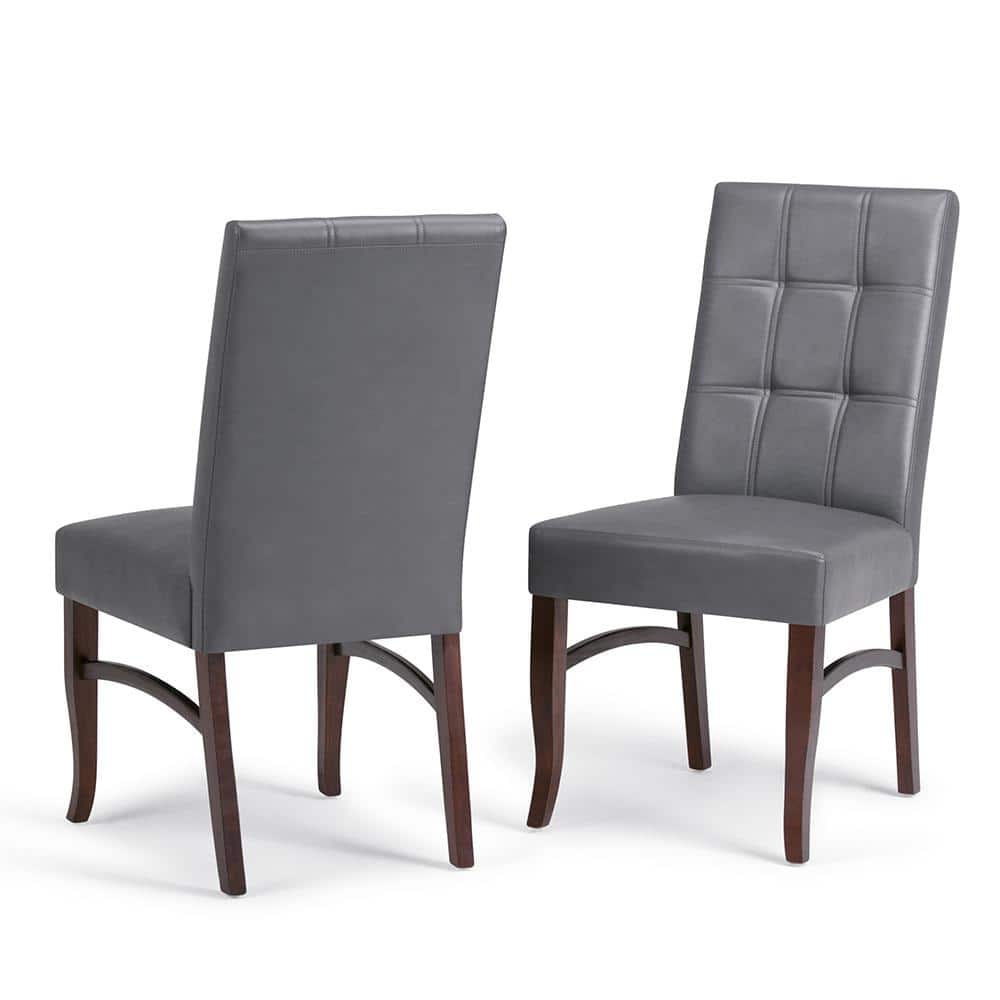 Simpli Home AXCDCHR-005-CLG Ashford Contemporary Parson Dining Chair in Cloud Grey Linen Look Fabric Set of 2 