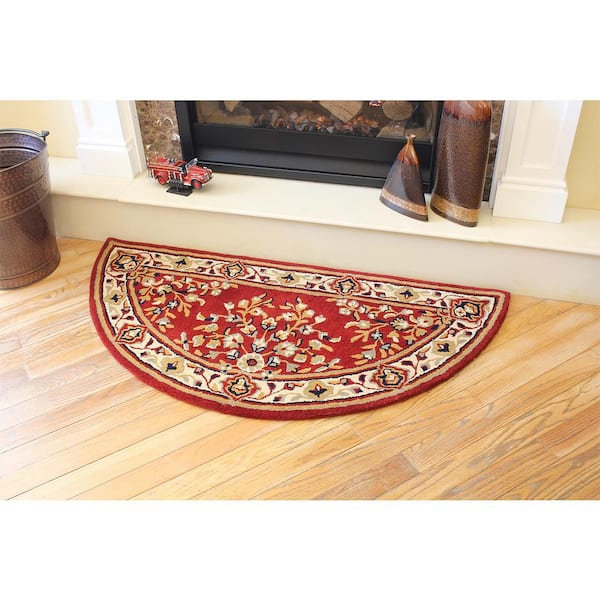 2 ft. x 5 ft. Oriental Half Round Area Rug, Burgundy