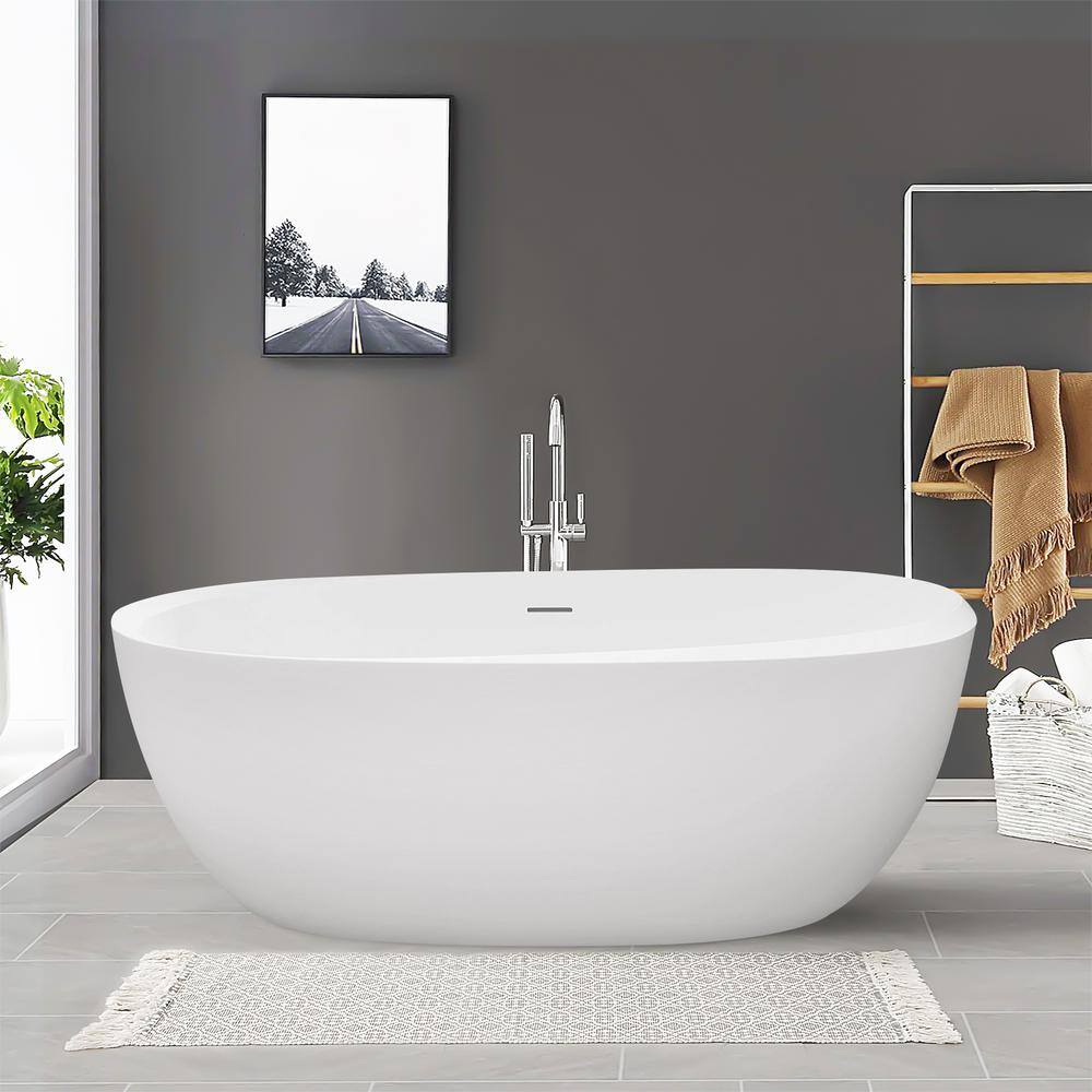 ANGELES HOME 67 in. x 29.5 in. Acrylic Soaking Bathtub with Integrated