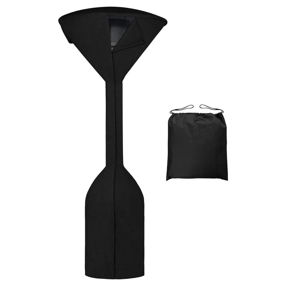 Waterproof 95 in. x 34 in. x 19 in. Black Fabric Patio Heater Cover with Zi