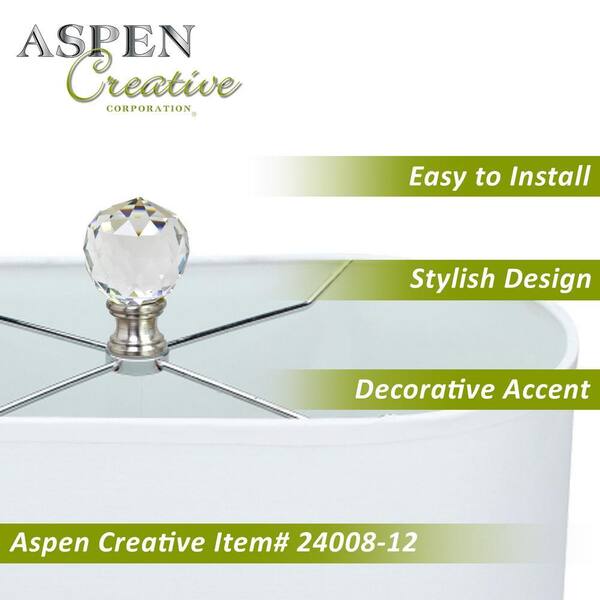 Aspen Creative Corporation 1-3/4 in. Clear Faceted Crystal Lamp Finial with  Brushed Nickel (2-Pack) 24008-12 - The Home Depot
