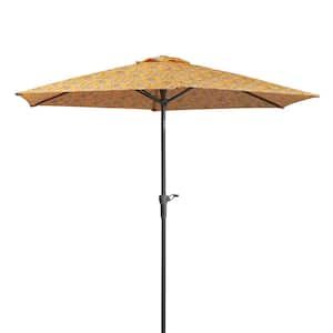 Vera Bradley 9 ft. Canopy Diameter Market Patio Umbrella in Rain Forest Toile Gold
