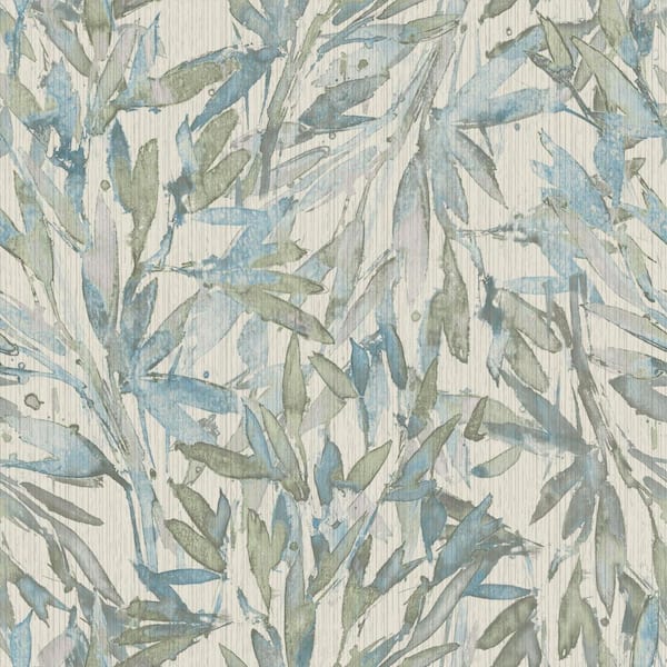 York Wallcoverings Blue & Green Rainforest Leaves Wallpaper, 21-in by 33-ft