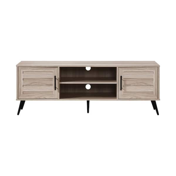 59 in. Tender Oak Wood TV Stand with 2 Storage Cabinets Fits TV's up to 65 in.