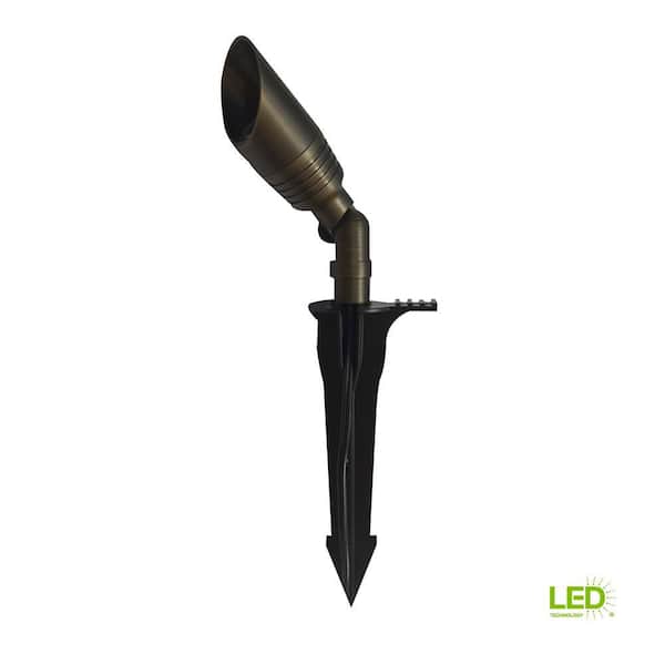 300-Lumen Brass Low Voltage Hardwired Integrated LED 2700K Warm White Outdoor Landscape Spotlight
